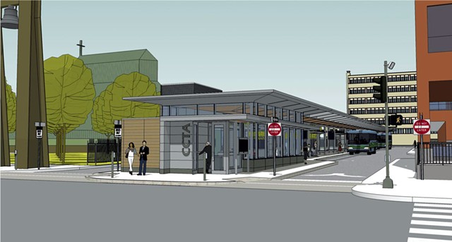 Downtown Burlington station proposed design (seen from Cherry Street) - PHOTOS COURTESY OF CCTA
