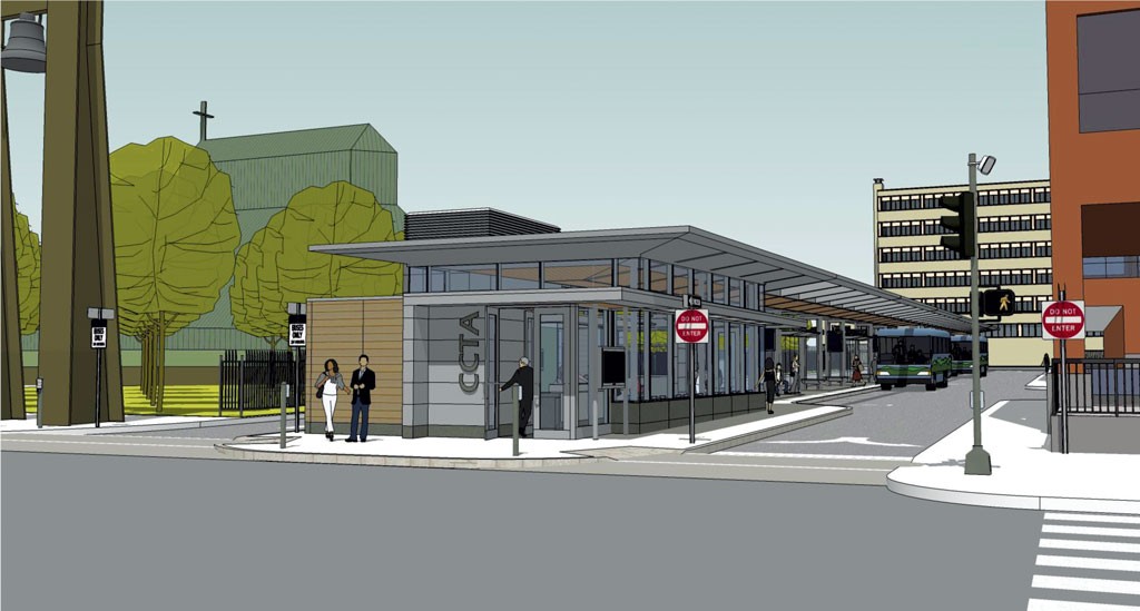 Downtown Burlington station proposed design (seen from Cherry Street) - PHOTOS COURTESY OF CCTA