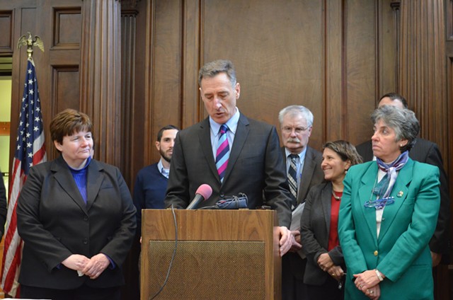 Gov. Shumlin at a press conference in February. - FILE: PAUL HEINTZ