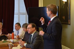 House Speaker Shap Smith speaks Wednesday to the  Working Vermonters' Caucus. - TERRI HALLENBECK