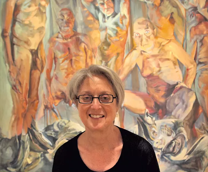 Janie Cohen sits in front of "Bordel" by Gerri Davis. - MATTHEW THORSEN