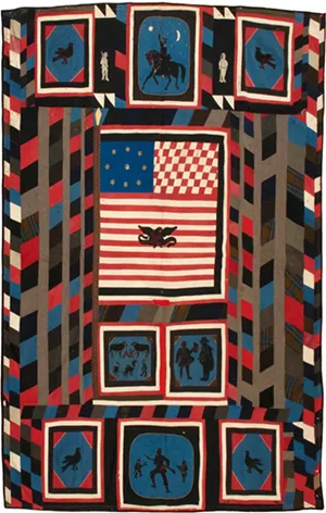 "Kinzie Quilt," uniform cloth, ca. 1865 - COURTESY OF SHELBURNE MUSEUM