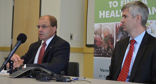Lawrence Miller, left, and Mark Larson at Vermont Health Connect's Winooski office - ALICIA FREESE