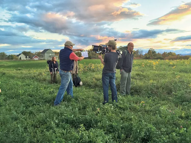 Matthew Lipke (center, with camera) with cast and crew members on a shoot for Elixir - MATTHEW LIPKE