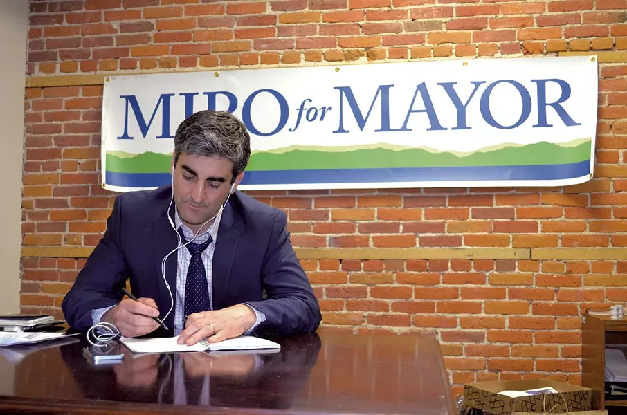 Miro Weinberger at his campaign headquarters - ALICIA FREESE