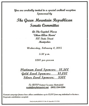 Invitation to Green Mountain Republican Senate Committee fundraiser - SCREENSHOT