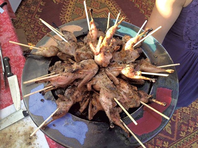 Quails on a stick - COURTESY OF FARM-TO-FOOD TRUCK