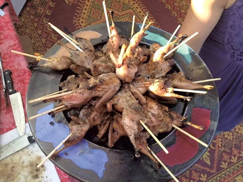 Quails on a stick - COURTESY OF FARM-TO-FOOD TRUCK