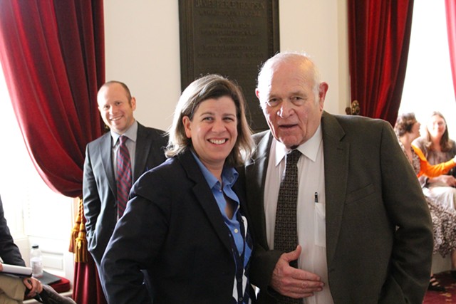 Rep. Heidi Scheuermann and Sen. Dick Sears at the Vermont Statehouse. - PAUL HEINTZ