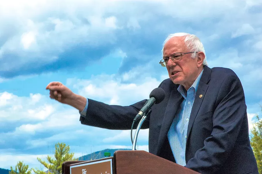 Sanders speaking at the White Mountain Hotel and Resort in New Hampshire - MORIAH HOUNSELL