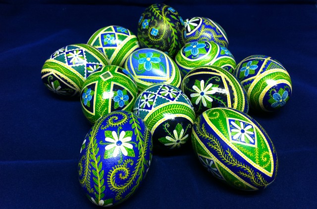 Somerset's pysanky eggs with  nontraditional daisy design - COURTESY OF THERESA SOMERSET