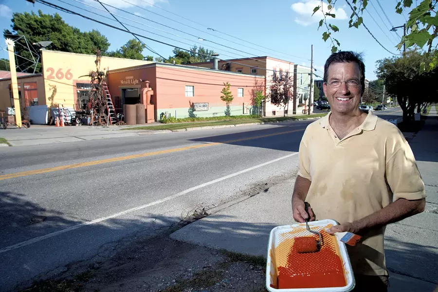 Steve Conant getting ready for the South End Art Hop - MATTHEW THORSEN
