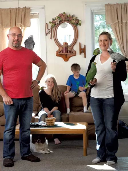 Tony, Marissa, Mason and Mysty Olson with their birds - MATTHEW THORSEN
