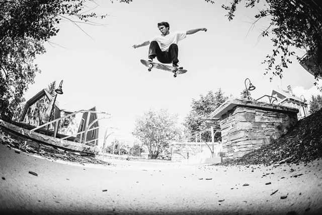 Lj Twombly ollieing at Champlain College - COURTESY OF PETER CIRILLI