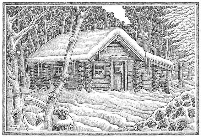 Cabin illustration by Mike Biegel - COURTESY OF MIKE BIEGEL