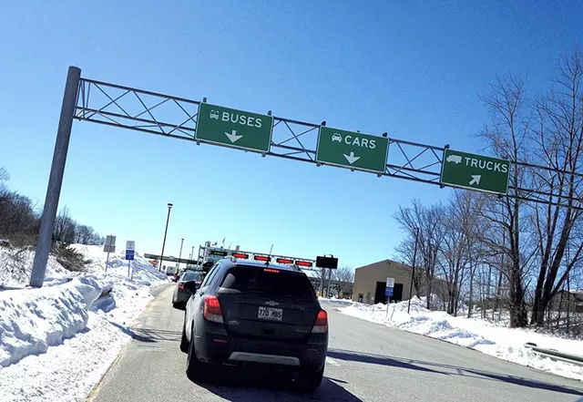 Vehicles in Québec approaching the crossing at Highgate Springs - MOLLY WALSH