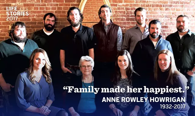 Anne Rowley Howrigan (seated) surrounded by 10 of her 13 grandchildren - COURTESY OF BRIDGET HOWRIGAN RIVET