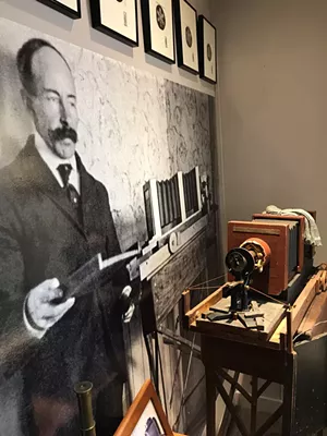 "Snowflake" Bentley and one of his original cameras - SUZANNE M. PODHAIZER