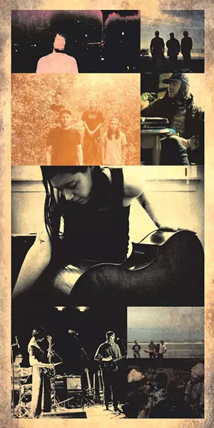 Big Heavy World concert artists, top to bottom, left to right: The Dead Shakers, the Mountain Carol, Sleeping In, Wren Kitz, ouzkxqlzn, Gestalt, Oldsoul and Bonzo - COURTESY OF BIG HEAVY WORLD