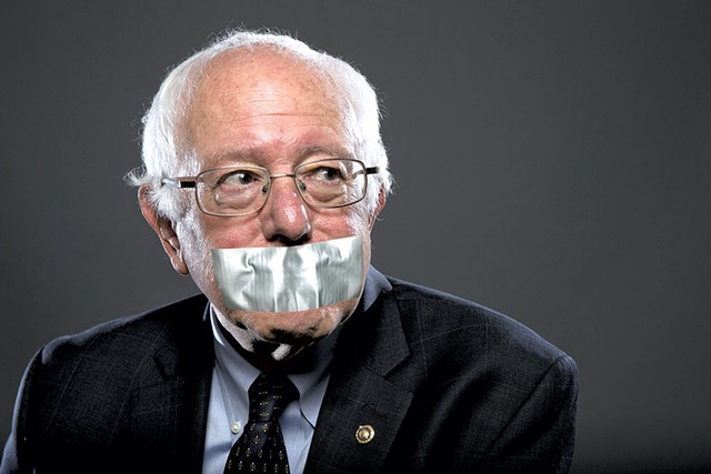 Sen. Bernie Sanders clams up around Seven Days staff. - PHOTO ILLUSTRATION