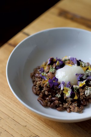 Wild Roots' veal sausage with egg - SARAH PRIESTAP
