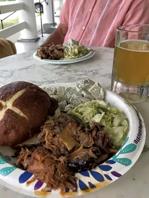 Pork sandwich at the Essex Inn - SALLY POLLAK