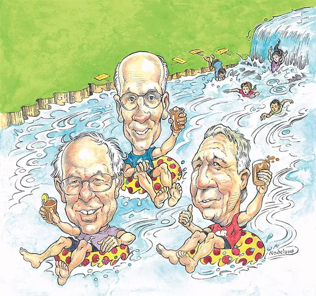 From left: U.S. Sen. Bernie Sanders (I-Vt.), U.S. Rep. Peter Welch (D-Vt.) and Gov. Phil Scott - MARC NADEL