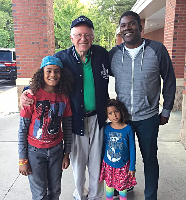 Sen. Bernie Sanders and fans outside Hannaford - COURTESY OF BOBBY HACKNEY JR.