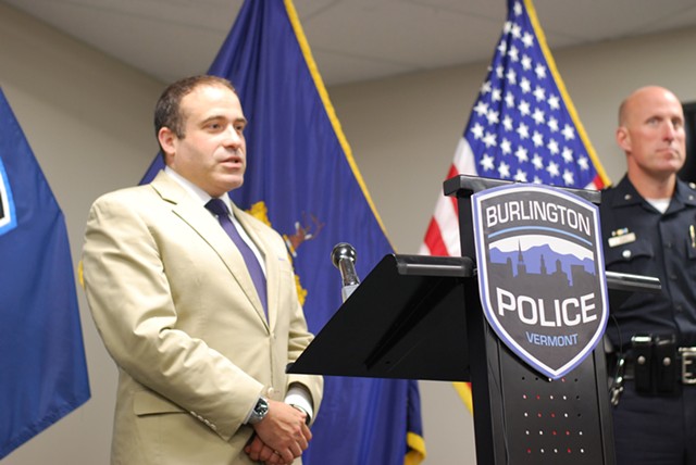 Burlington Police Chief Brandon del Pozo at a press conference - FILE: SARA TABIN