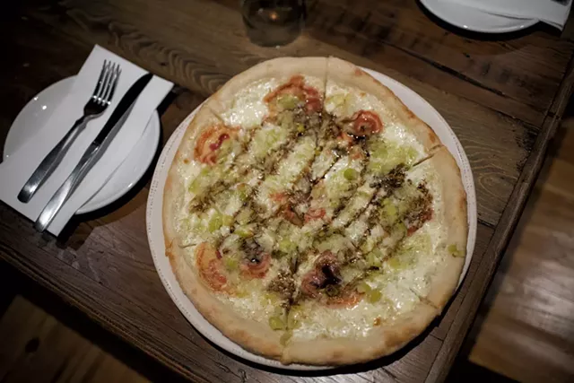 Pancetta Bianca pizza at Notte - CALEB KENNA