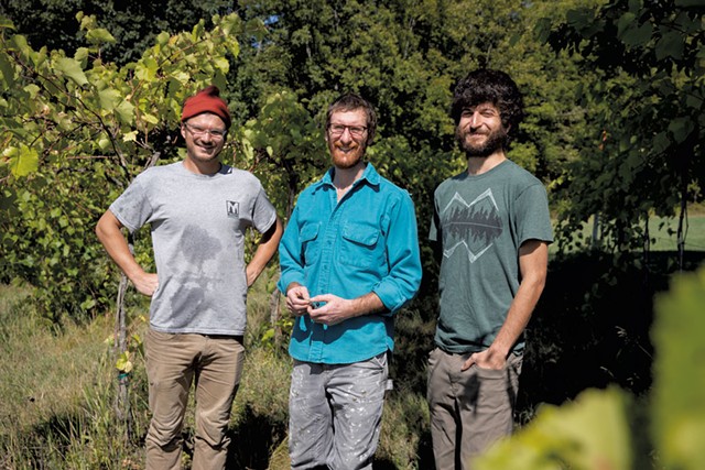 Winemaker Ethan Joseph (center) with assistants CJ Buzzy and Josh Stecker - JAMES BUCK