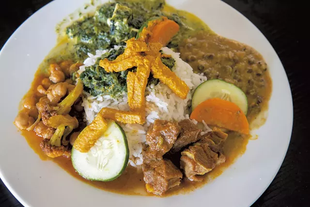 Mutton thali with halal mutton from Everest Indian-Nepali Restaurant - PHOTOS: JAMES BUCK