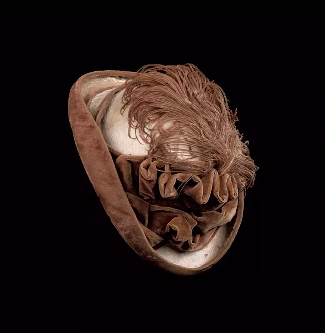 Velvet hat with ostrich feathers, circa 1900 to 1910 - COURTESY OF THE FLEMING MUSEUM OF ART
