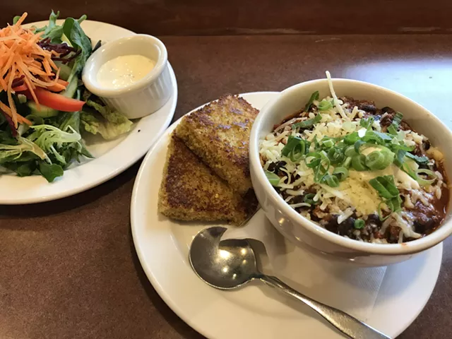 Chili and salad - SALLY POLLAK