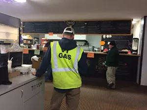 On line for lunch at Kerry's Kwik Stop - HANNAH PALMER EGAN