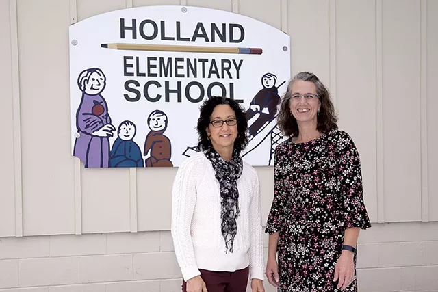 Principal Kelli Dean (left) and secretary Nikki Bickford - DON WHIPPLE