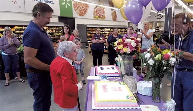 Gisele Seymour at her 100th birthday party at Walmart
