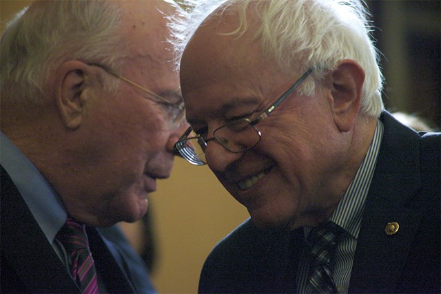 Sen. Patrick Leahy and Sen. Bernie Sanders - MATTHEW THORSEN