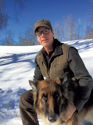 Pete Kelley wearing a NoSwear hat and his dog, Byrdy - COURTESY OF PETE KELLEY