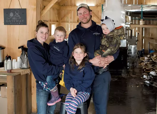 Trent and Abby Roleau with their children (from left) Kennet, Sophia and Bradley - CALEB KENNA