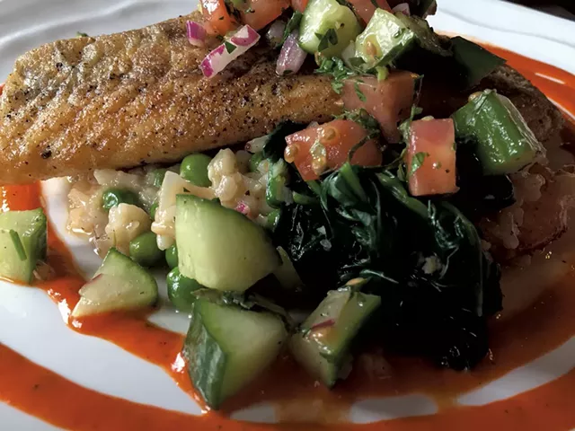 Pan-seared sea bass at Sage Restaurant - SASHA GOLDSTEIN