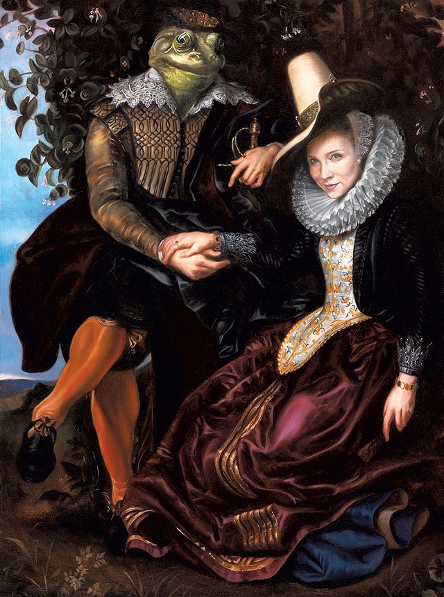 "The Frog Prince," after Rubens' "Honeysuckle Bower," featuring a cameo by Runde - COURTESY OF KATIE RUNDE