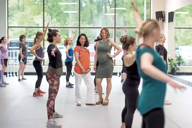 June Buechner Carney and Megan Stearns (at center) in the Lines Vermont studio - LUKE AWTRY