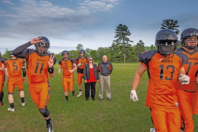 Joanna Morse and Jeff Porter (far right) with the Vermont Bucks - LUKE AWTRY
