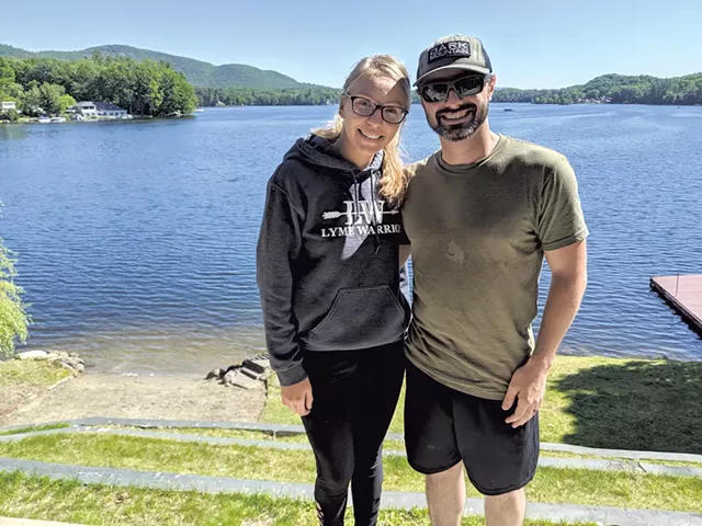 Adam and Bri Valastro outside their home on the shores of Lake George - COURTESY OF TAYLOR DOBBS