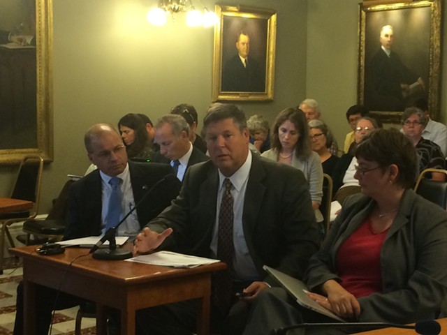 Al Gobeille (center), chairman of the Green Mountain Care Board, briefing a health oversight committee - NANCY REMSEN