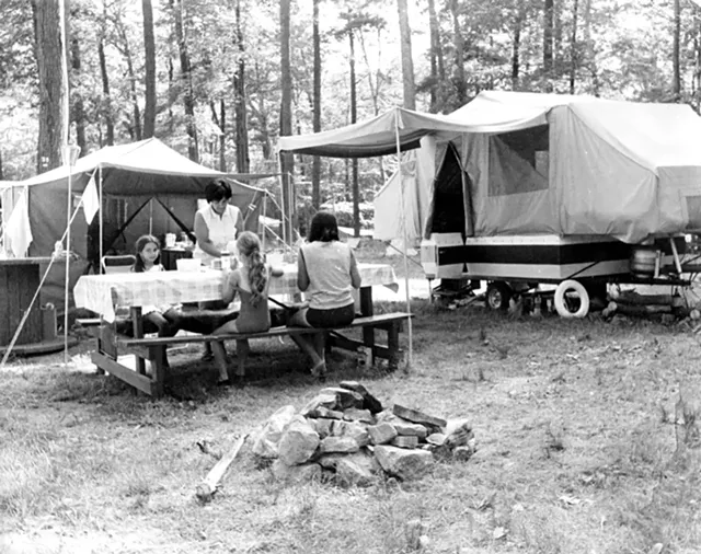 A family picnic at North Beach Campground, circa 1960-70 - COURTESY OF BURLINGTON PARKS, RECREATION & WATERFRONT DEPARTMENT