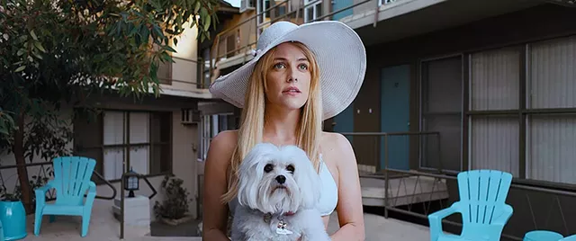 BARK CITY Keough plays the dog-loving object of a wannabe sleuth’s obsession in Mitchell’s hyperreal LA noir.