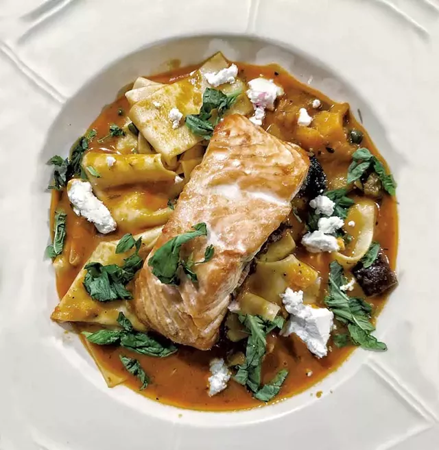 Roasted salmon with pappardelle at Black Krim Tavern - COURTESY OF CHIP NATVIG