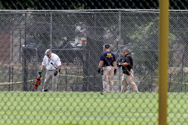 The Alexandria, Va., baseball field where Rep. Steve Scalise (R-La.) and three others were wounded with a Century International Arms rifle in June 2017 - AP PHOTO / JACQUELYN MARTIN